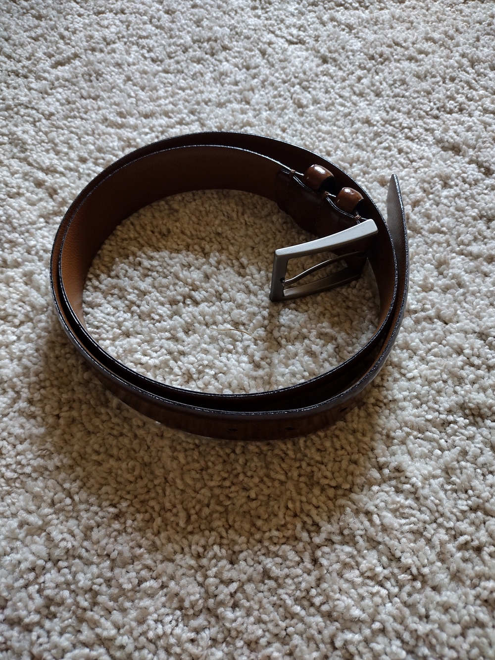Men's Handcrafted In Italy Brown Leather Belt with Silver Buckle